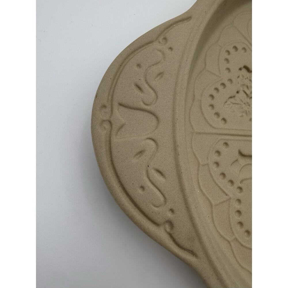 Vintage Brown Bag Shortbread Baking Pan Floral Stoneware Cookie Mold 9” - Picture 4 of 7